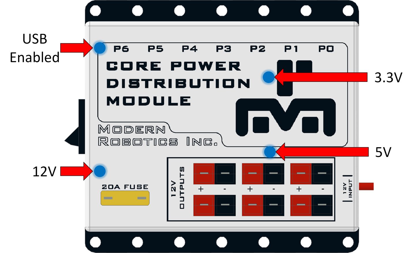 Modern Robotics Distribution Module LEDs