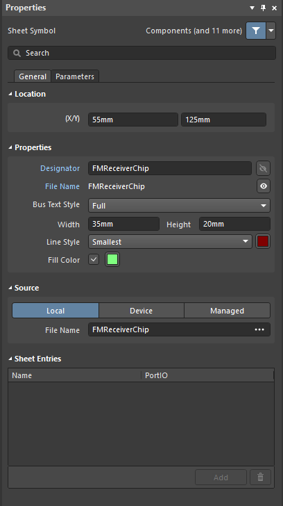 Editing sheet symbol properties