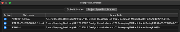 Footprint Libraries