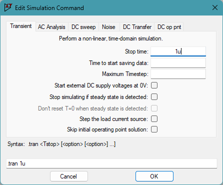 Transient sim example