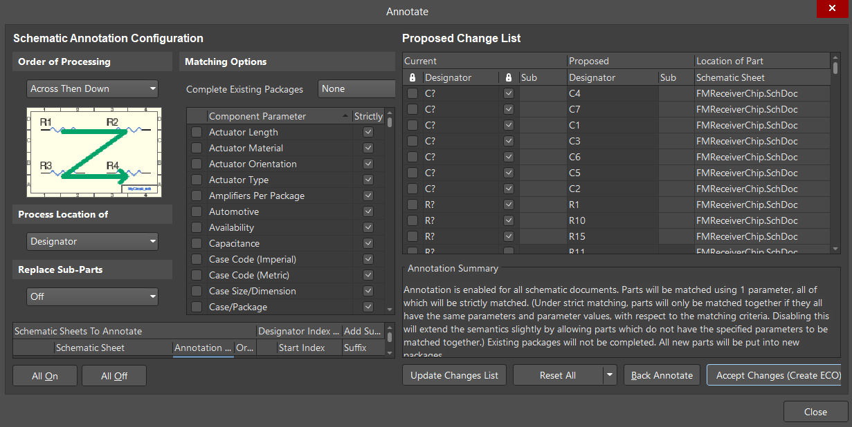 Altium Annotation Dialog
