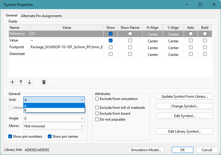 Adjusting multi-part component in KiCad