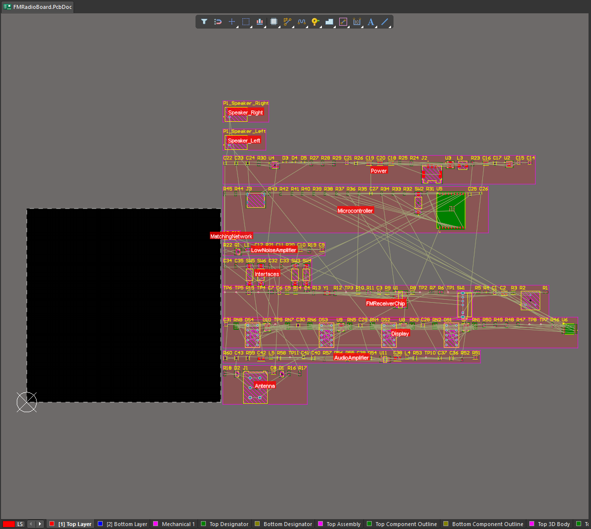 PCB document after initial forward annotate