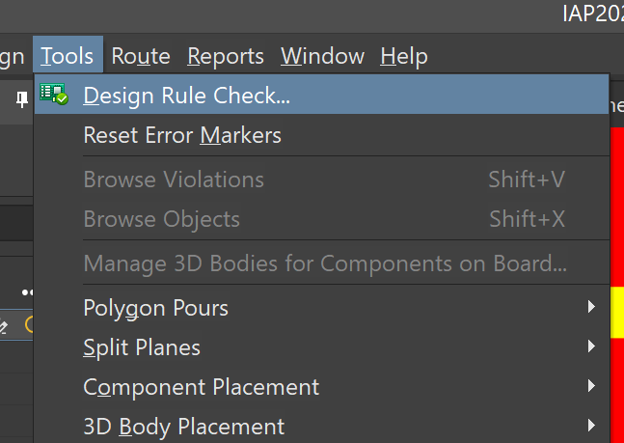 Altium DRC menu option