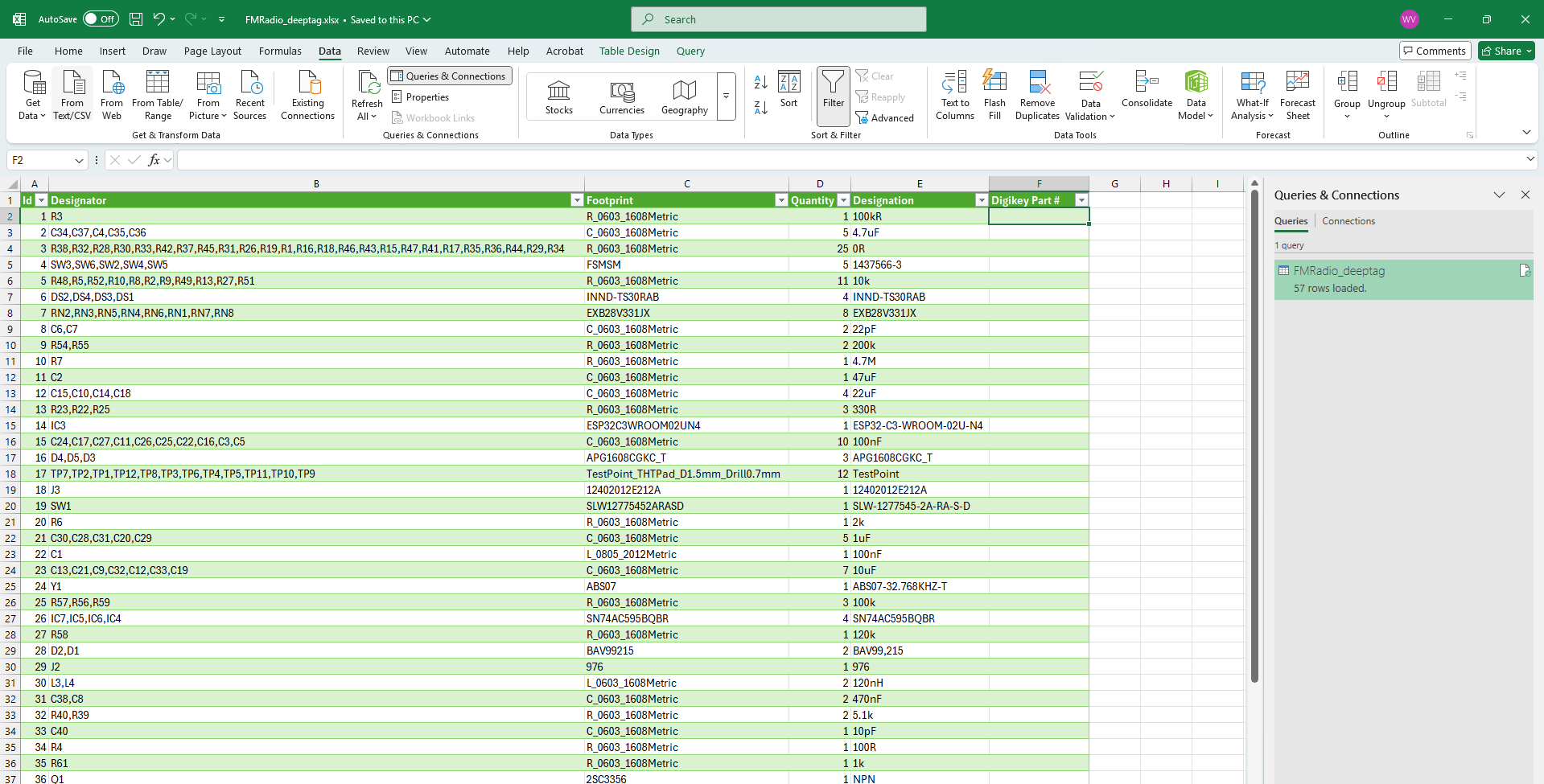 KiCAD BOM in Excel